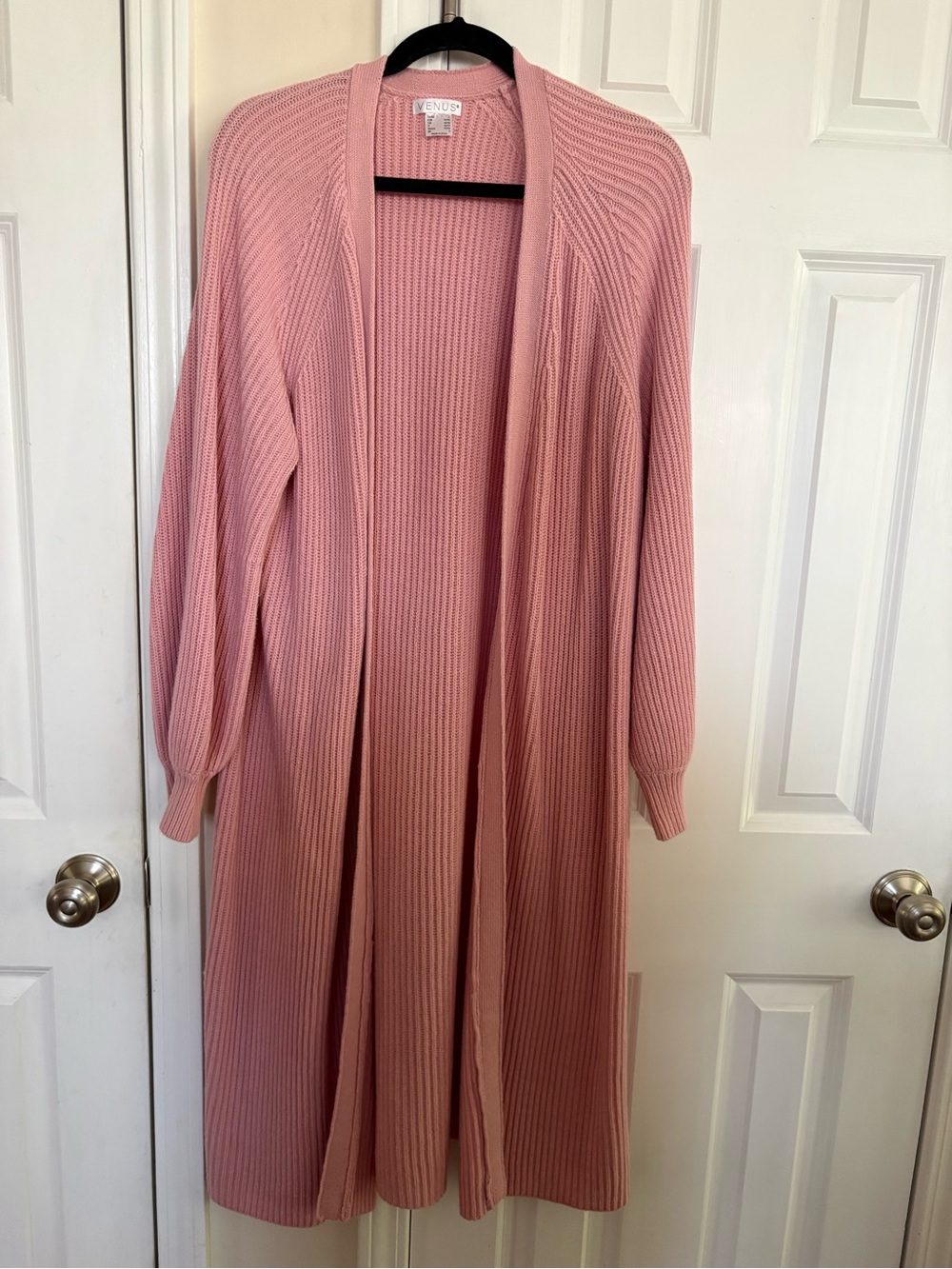 VENUS Pink Long Ribbed Open Cardigan